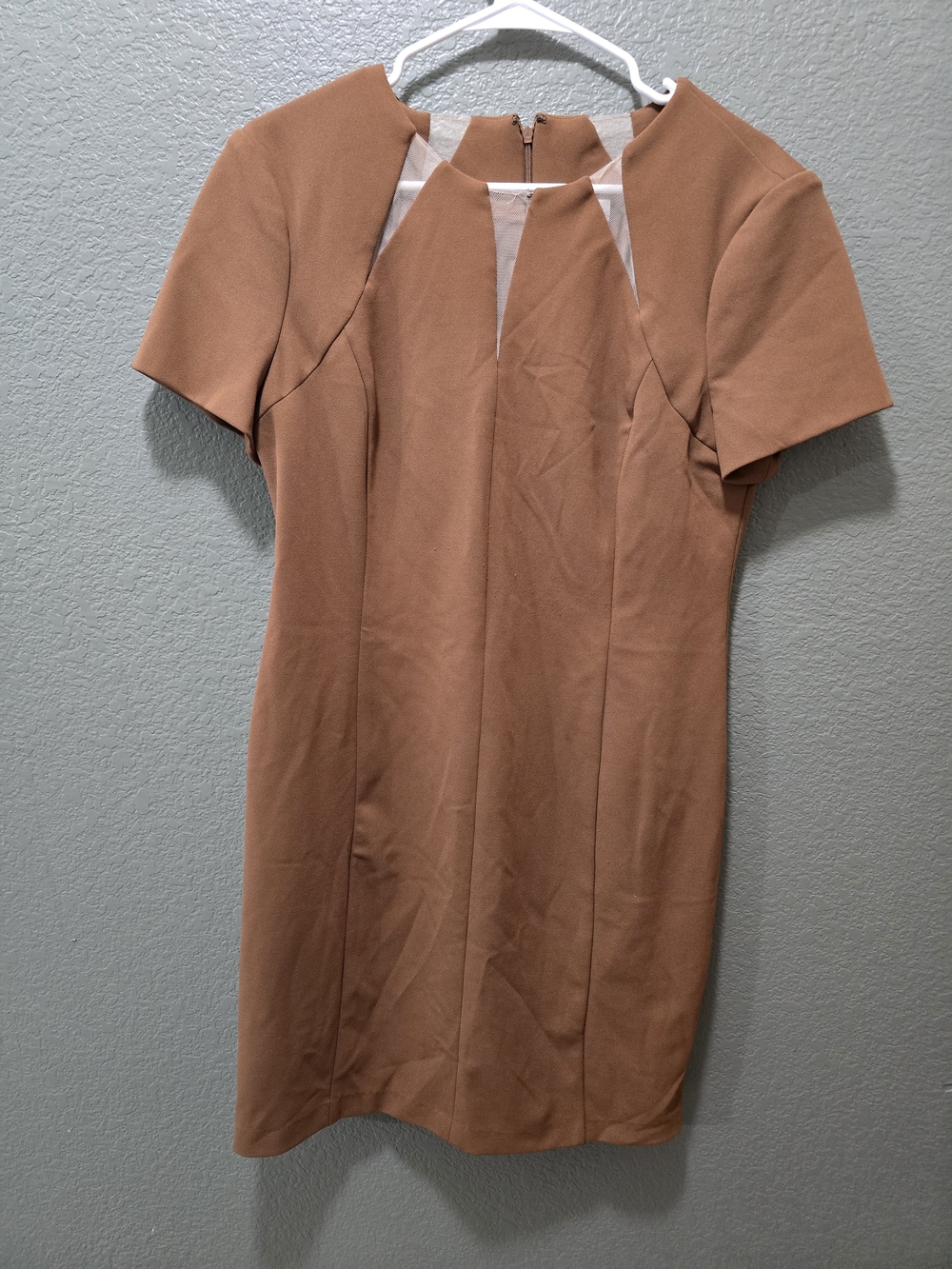 Calvin Klein Camel Short-Sleeve Sheath Mini Dress